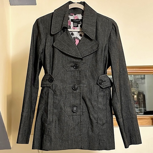 🔻FINAL PRICE🔻Sandro Dark Grey Chambray Denim-like Wide Lapel Jacket / Like New - Picture 2 of 16